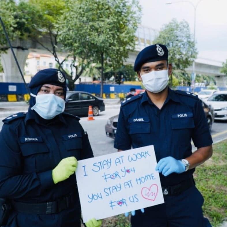 Inspector Daniel (R) - "We have to work without thinking about our families. We want people to stay home to protect theirs." – Pic courtesy of Daniel Kanapathy