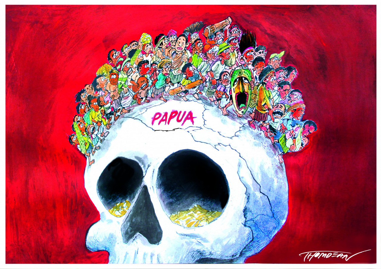 'Save Papua: Is there Profit over Human Rights?' by Tommy Thomdean (Indonesia). – Pic courtesy of Asean Human Rights Cartoon Exhibition