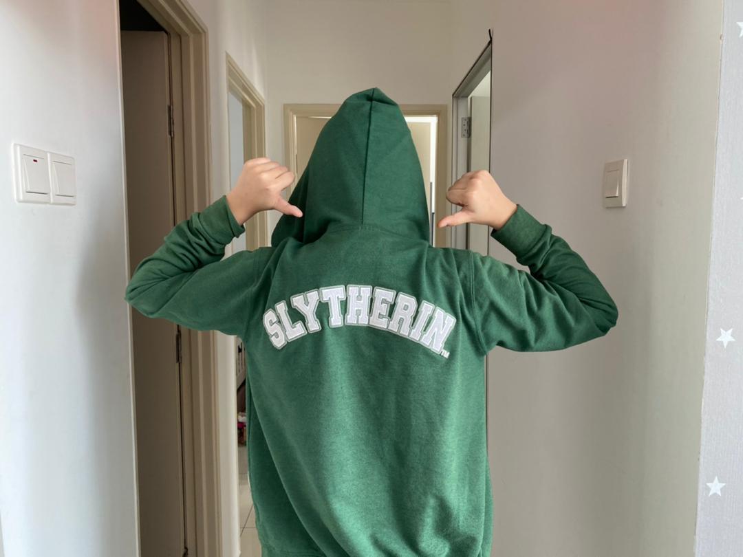 Chui shows off her Slytherin hoodie... Slytherin being the most misunderstood house in the Harry Potter universe. - Pic courtesy of Chui