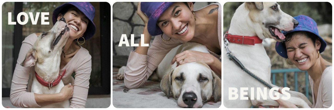 Model Alicia Amin for My Forever Doggo’s ‘Love All Beings’ campaign. – My Forever Doggo Instagram pic