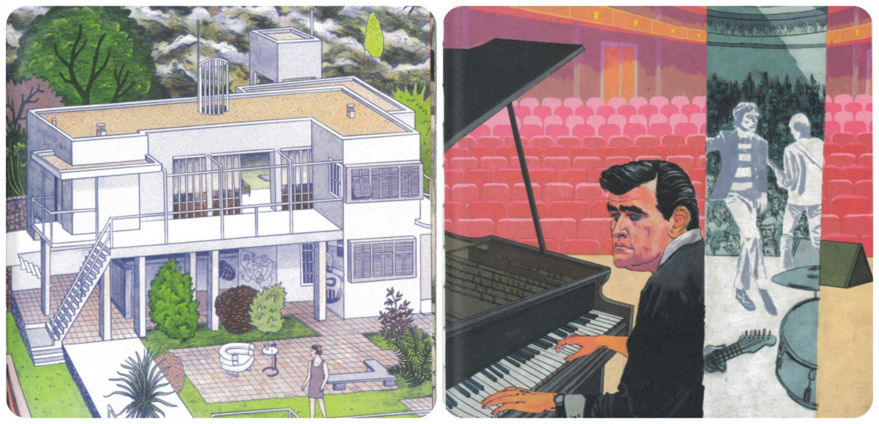 Illustrations on (L) architect Eileen Gray and (R) Ian Stewart, the sixth member of the Rolling Stones. – Pic taken from 'The Who, the What and the When'