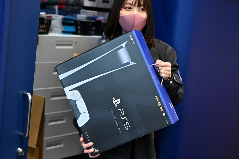 Sony revised full-year forecasts upwards following the November launch of its PlayStation 5 console, however it won't be able to ramp up production. – AFP pic
