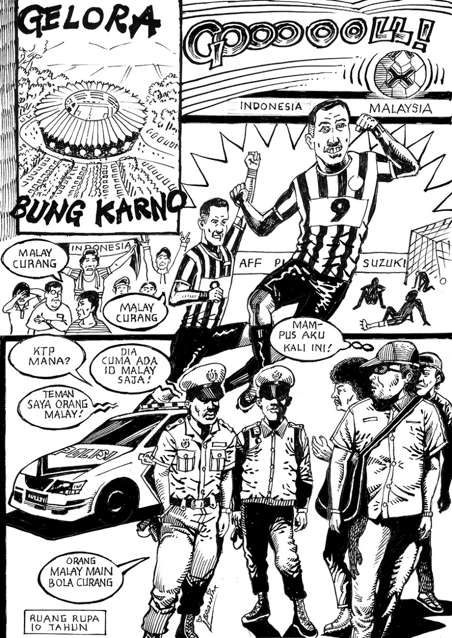 'Bung Karno', a comic drawing by Roslisham Ismail aka ISE in collaboration with Ibrahim Hamid. - Pic courtesy of A+ Works of Art