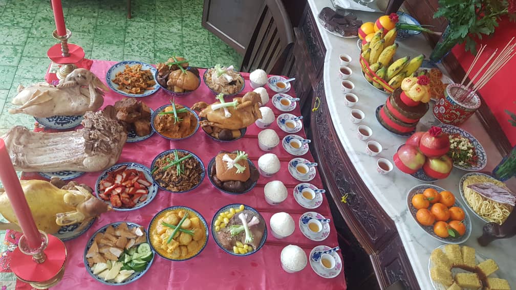 An example of the spread of food and other offerings for the ancestors to enjoy. – Pic courtesy of Annie Lim