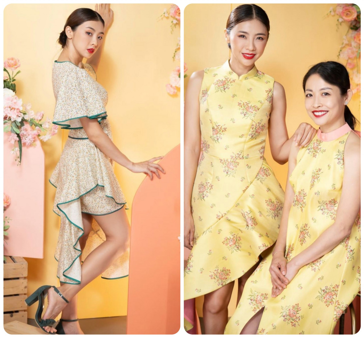 This year, Thoi was inspired by the Keukenhof Spring Gardensv (left); Thoi suggests looser cut qipaos for comfort. – Pix courtesy of Celest Thoi