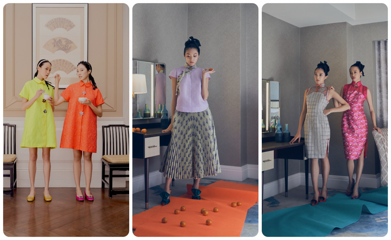 (From left) Oriental touches like brocade buttons can adorn modern silhouettes; the Wen dress is drawn from the word meaning scholarly or literary; Khoon Hooi's Shuen dress on the left. – Pix courtesy of Khoon Hooi