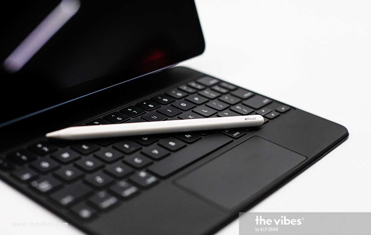 The Apple Pencil provides a nice aesthetic contrast to the iPad and the Magic Keyboard. – ALIF OMAR/The Vibes pic