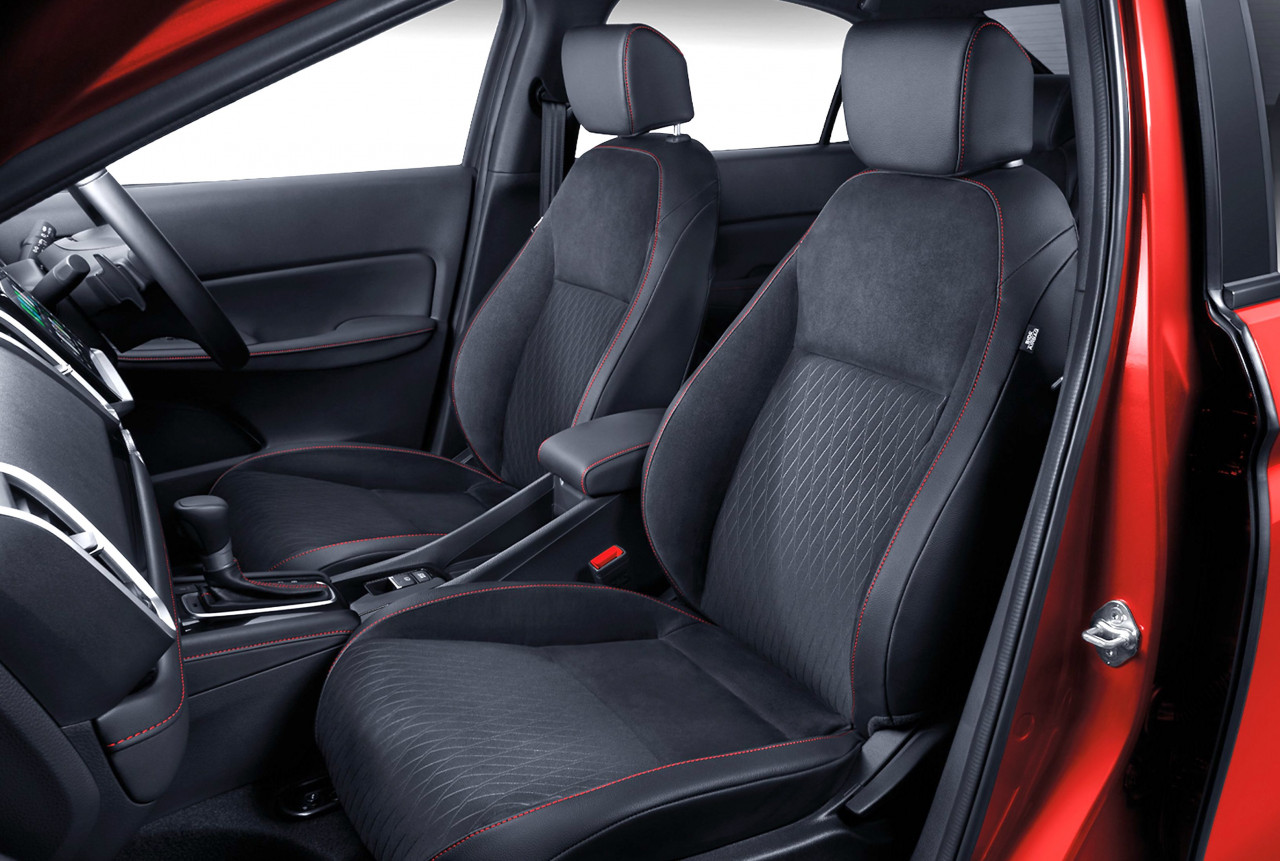 Ultra-suede upholstery on the seats with red stitching. – Pic courtesy of Honda Malaysia 