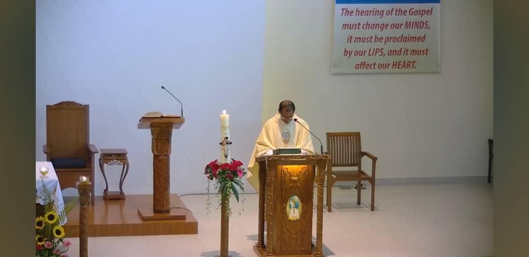 Father Martin Andrews Arlando gives a sermon. - Pic courtesy of Father Martin