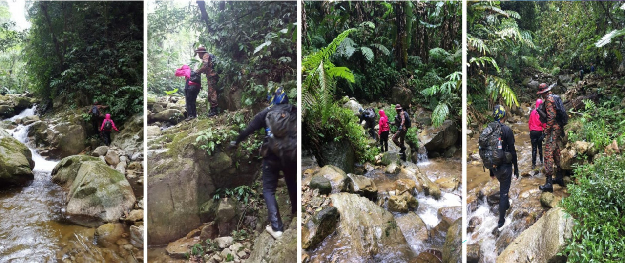 A series of SAR photos when the rescue team found Fatin on the third day since she went missing. She is pictured wearing the hot pink windbreaker in the distance. — Pic courtesy of Norfatin Sulaiman