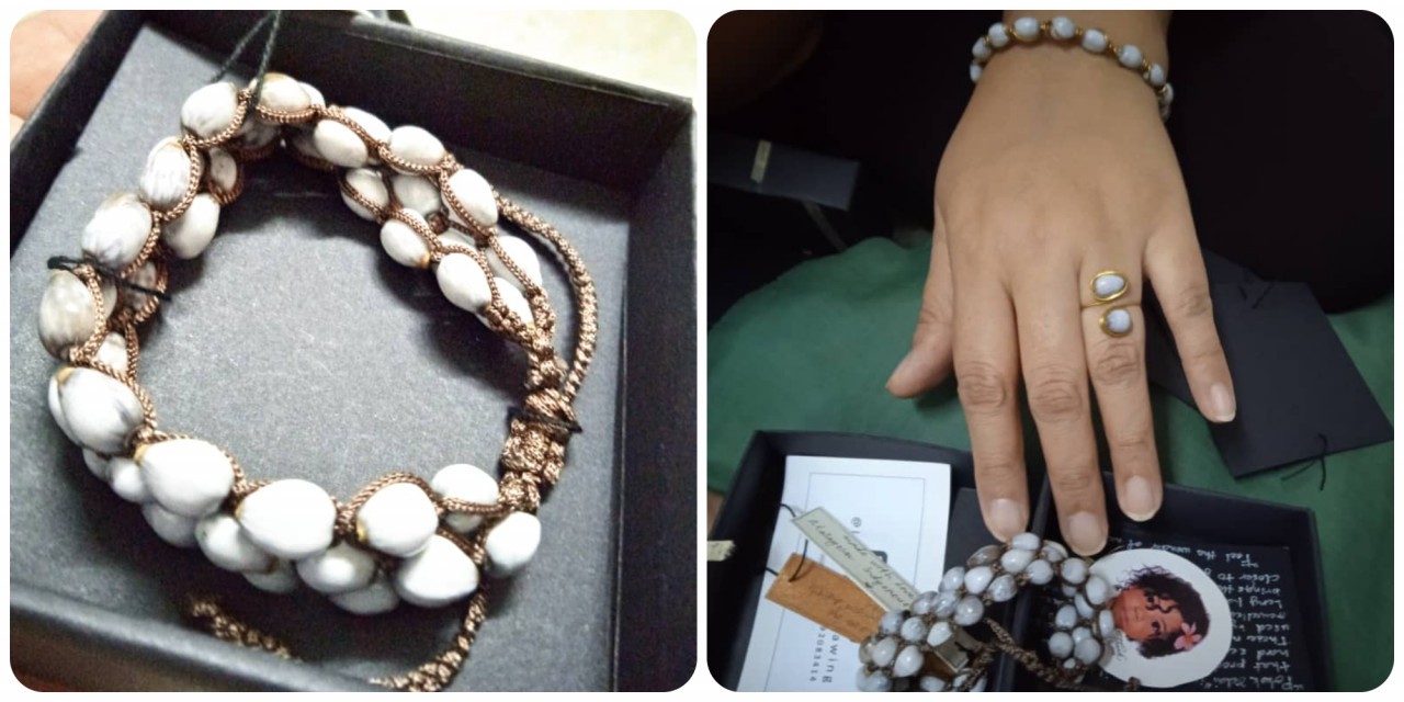 Jewellery made from Buak Karel / Dalai. - Pics from Perak Orang Asal Cultural Arts Association