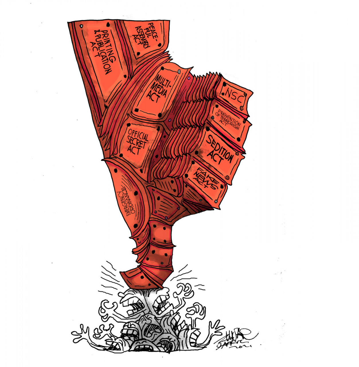 ‘The Iron Fist’ by Zunar. – Pic courtesy of Asean Human Rights Cartoon Exhibition