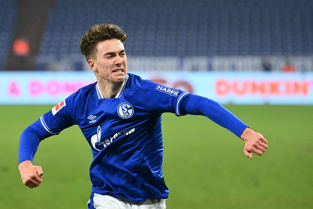 Schalke's US forward Matthew Hoppe celebrates scoring the 2-0 goal. AFP pic
