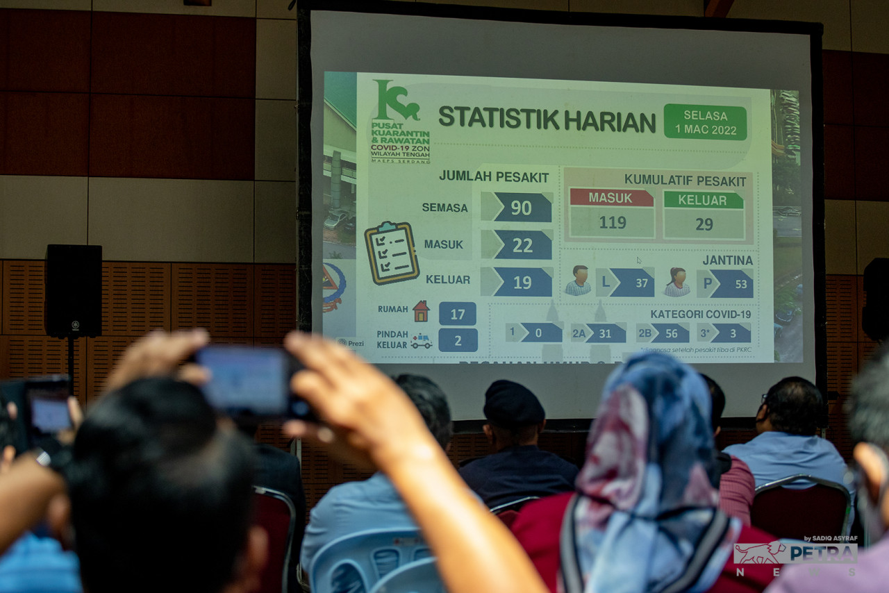 Covid-19 Quarantine and Low-Risk Treatment Centre for the Central Regional Zone director Dr Ferwahn Fairis Ab Karim, who is also Serdang Hospital deputy director, says a total of 90 patients remained at the centre as of 2pm today. – SADIQ ASYRAF/The Vibes pic, March 2, 2022