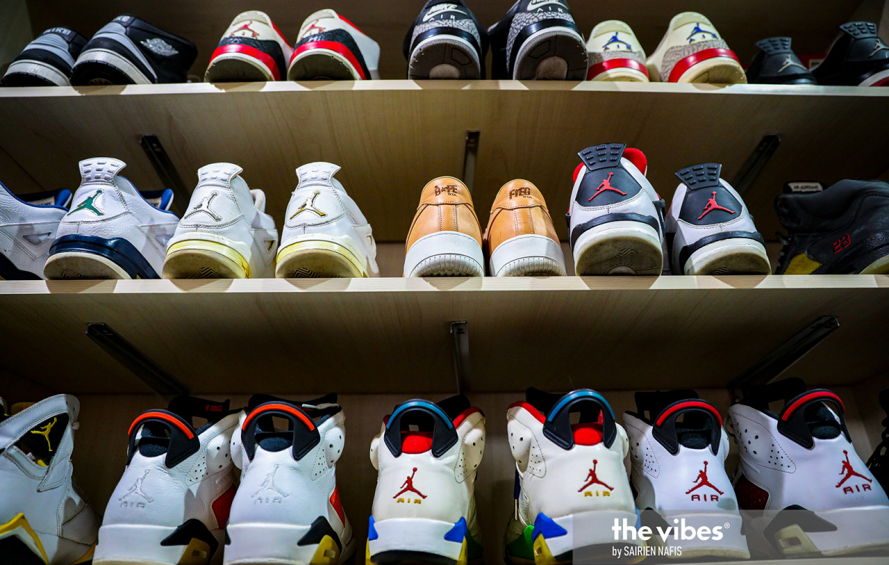 Air Jordans, each branded with the household ‘Jumpman’ logo, dominates Hans Abdullah’s collection. – The Vibes pic