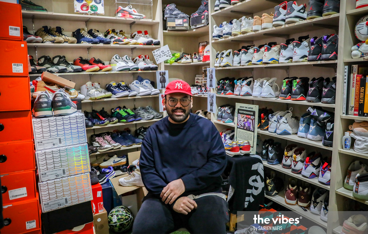 Hans Abdullah, 27, started collecting sneakers at the age of 21. Here, he is pictured in his shoe closet that houses around 300 pairs of shoes. – The Vibes pic