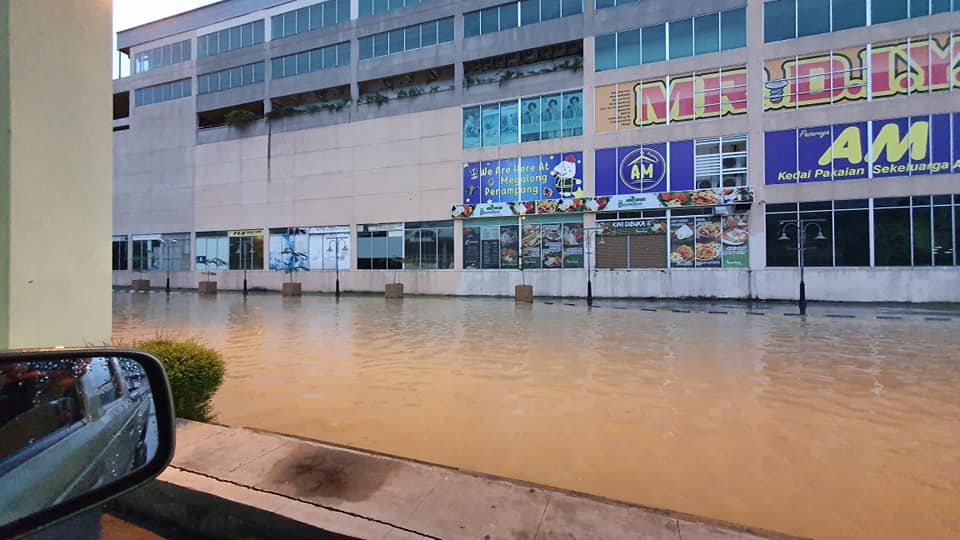 A view of the flooded Megalong Mall in Donggongon, Penampang. – Facebook pic, January 18, 2021