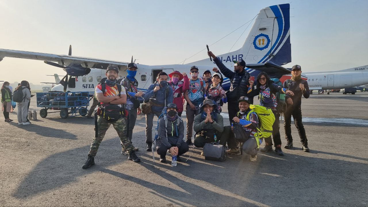 The Keluarga Malaysia Everest 2022 expedition at the airport in Kathmandu before departing for the Everest mountain range in Lukla, Nepal. − Keluarga Malaysia Everest 2022 pic, April 19, 2022