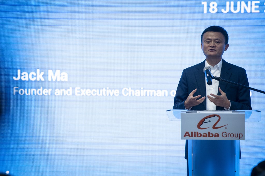Alibaba founder Jack Ma at the opening ceremony of its hub in Kuala Lumpur in June 2018. The company, among others, is benefiting from the digitalisation push post-pandemic. – AFP pic, September 22, 2020