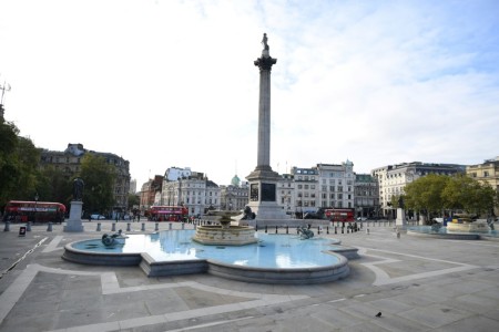 A deserted Trafalgar Square in central London. – AFP pic, October 16, 2020