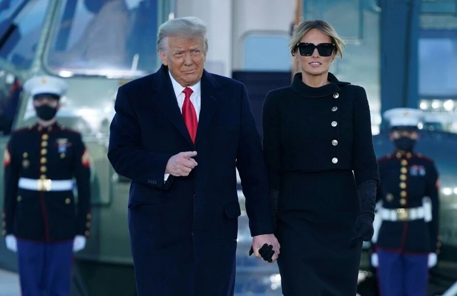 Outgoing president and first lady Donald and Melania Trump leaving the White House to a farewell at Andrews Air Force Base in Maryland. – AFP pic, January 20, 2021