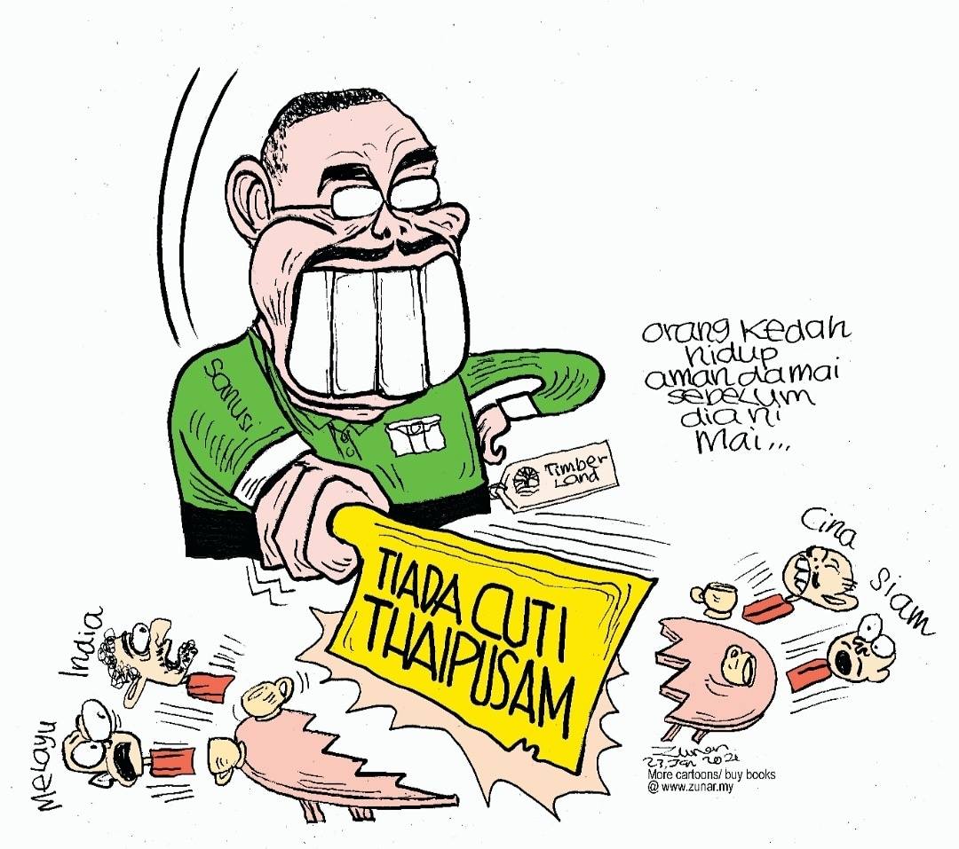 A caricature of Kedah Menteri Besar Muhammad Sanusi Md Nor drawn by popular cartoonist Zunar. – Facebook pic, January 28, 2021