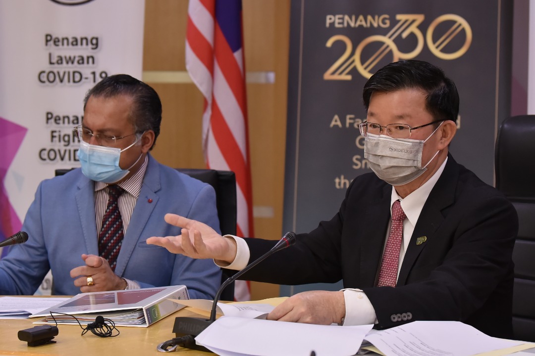 Penang Chief Minister Chow Kon Yeow and state exco Jagdeep Singh Deo at an inaugural meeting of the state housing board at the Komtar building in George Town today. – File pic, February 19, 2021