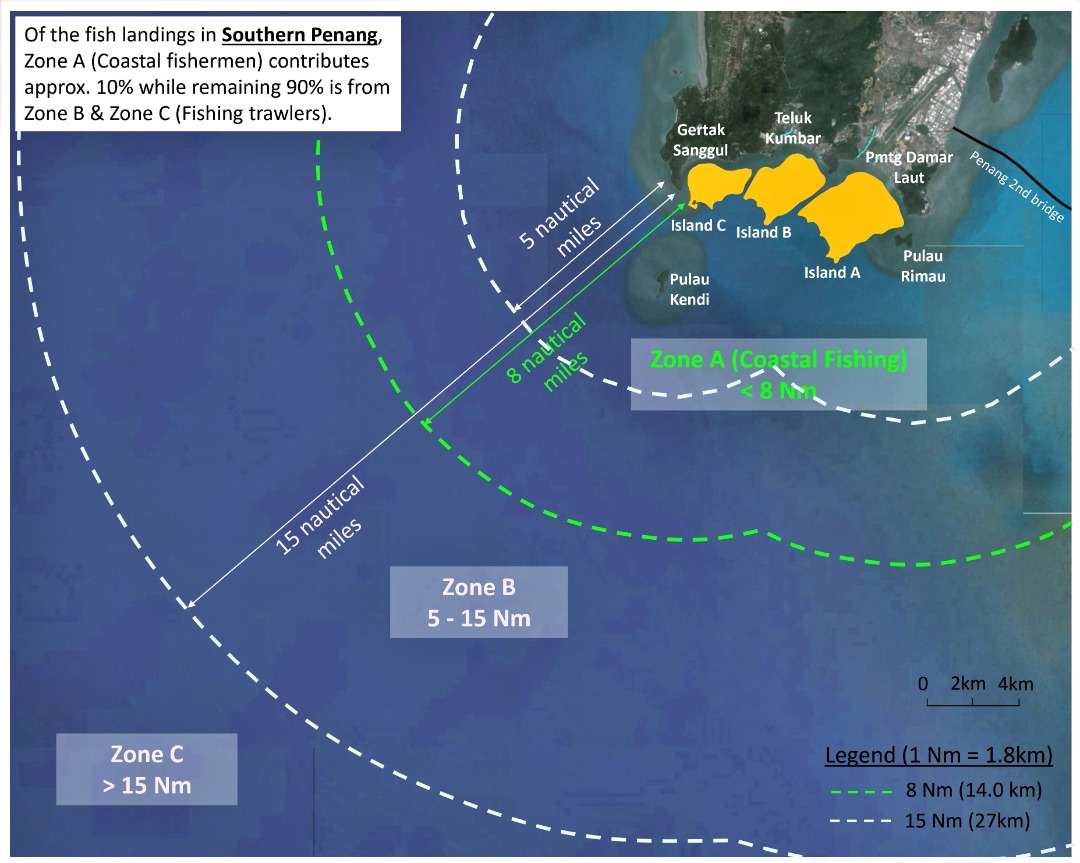 The layout above shows the access available to fishermen as the first island is developed, and this will be continued as the Penang government develop the other islands as well. – File pic, June 9, 2021