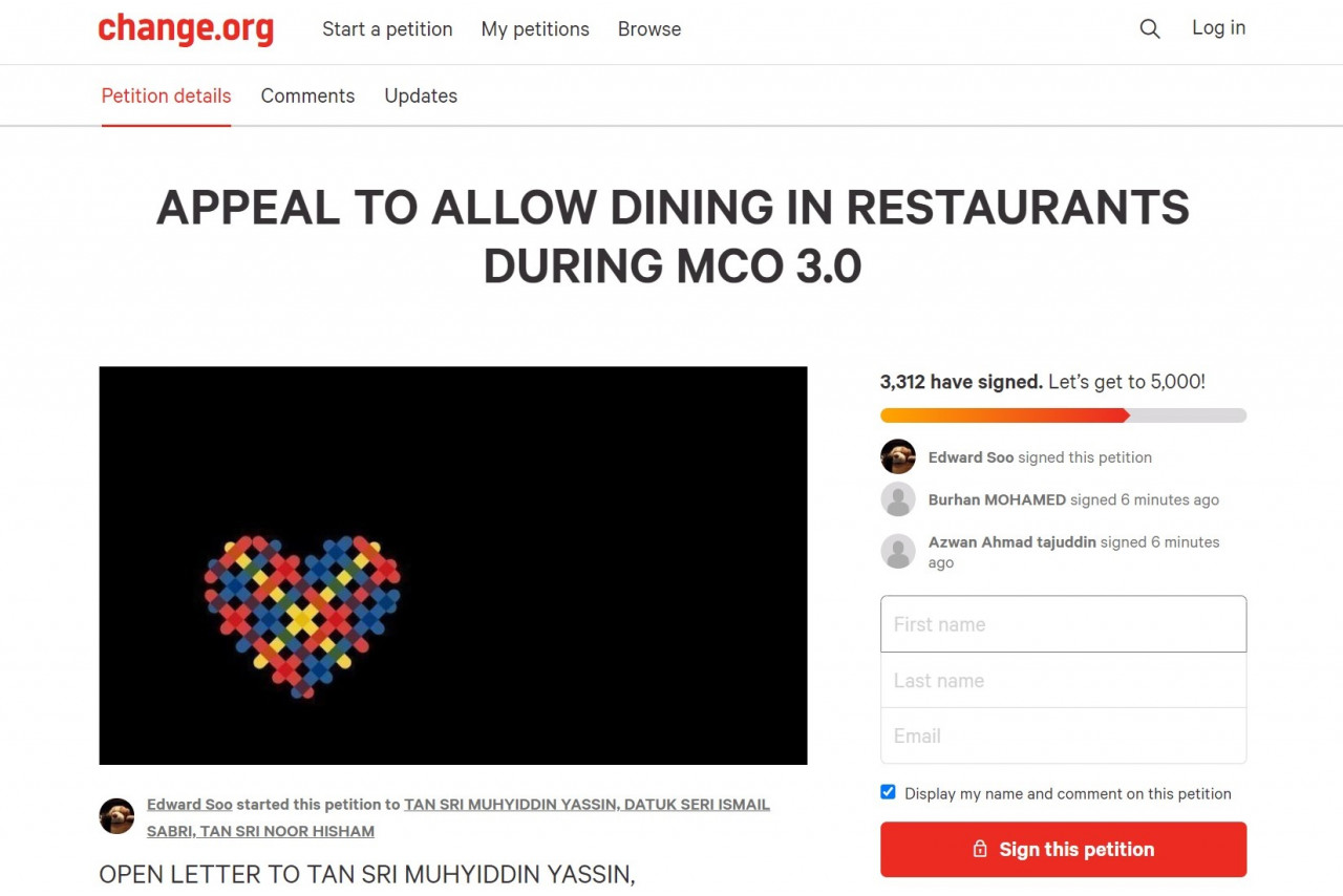 A screenshot of the petition on Change.org. – Screenshot pic, May 7, 2021
