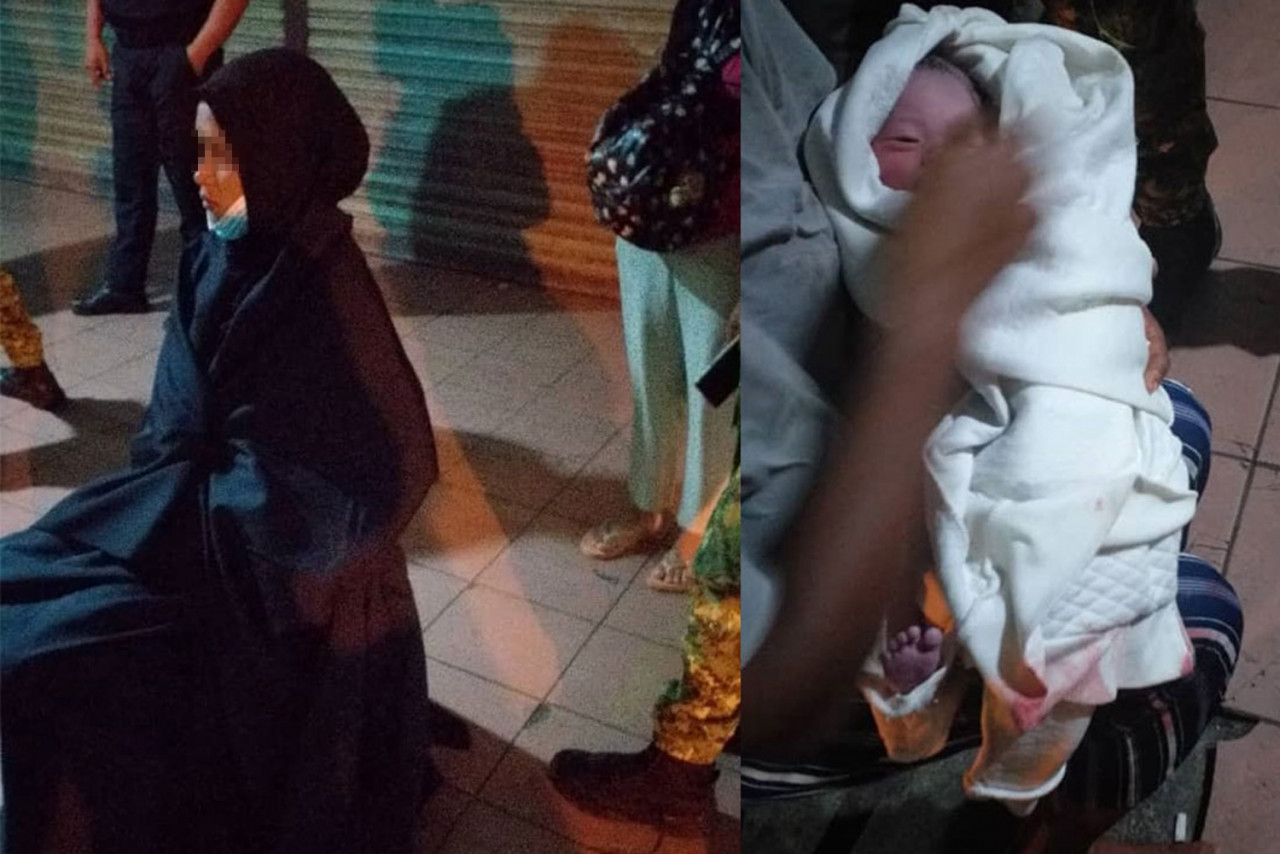 A combination picture of the mother and her newborn baby girl. – ESSAM ABDULLAH/The Vibes pic, July 27, 2021