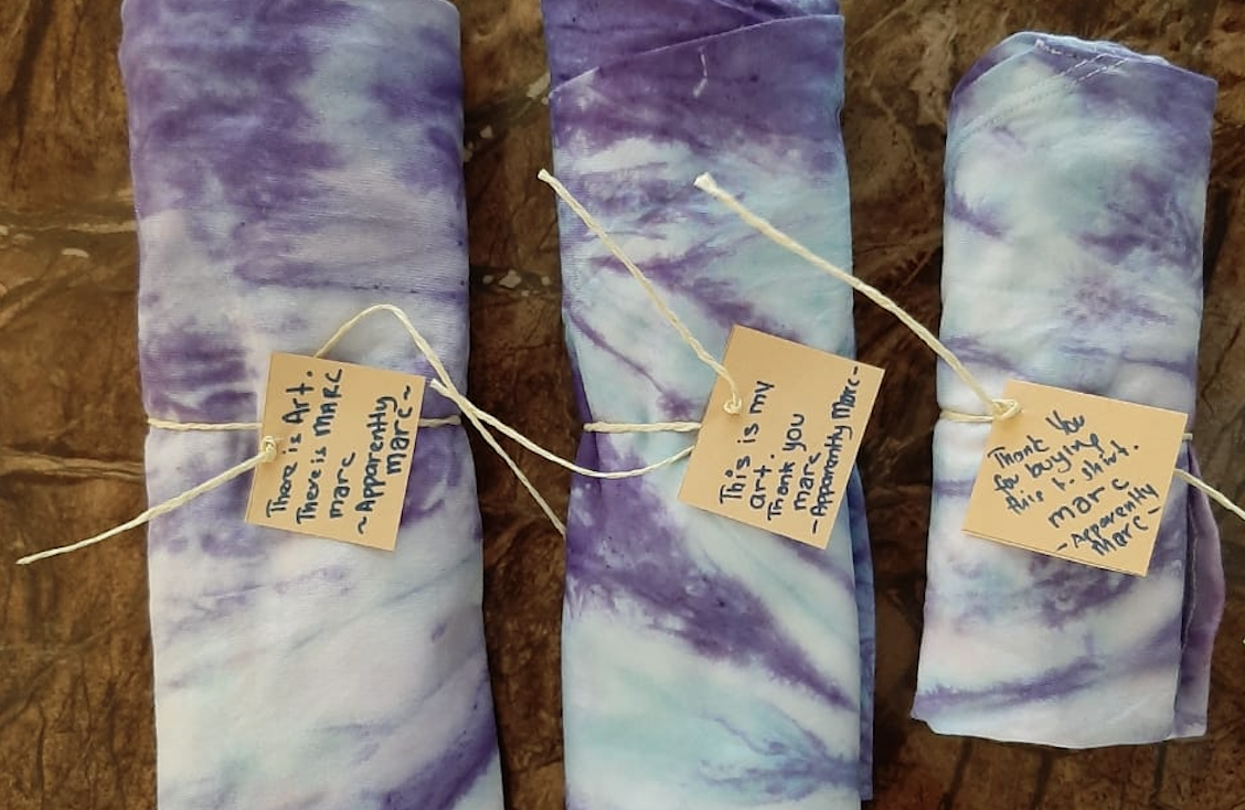 Apparently Marc customers receive their unique tie-dyed T-shirts in a rustic-style package along with a personal message handwritten by artist Marc Aiden Fernandez. – Pic courtesy of Malcolm Fernandez, December 31, 2021