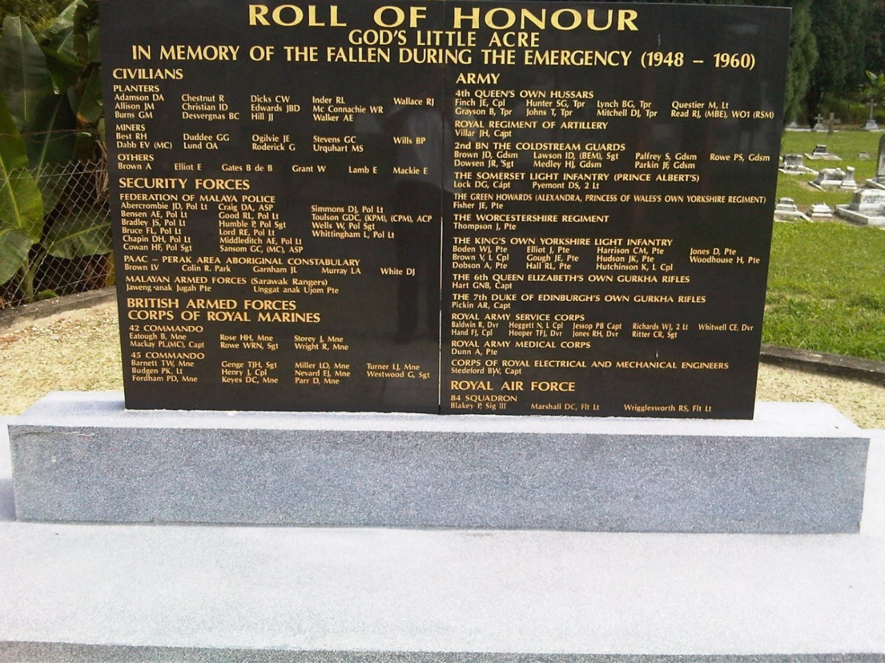 The Anglican cemetery, known as ‘God’s Little Acre’, dating back to 1891, serves as a solemn resting place for over 600 individuals, many of whom were early pioneer settlers in Perak. Notably, 115 individuals who died during the emergency are buried there, and their names are immortalised on the Roll of Honour memorial near the entrance. – Pic courtesy of Malaysian Palm Oil Association, June 19, 2023