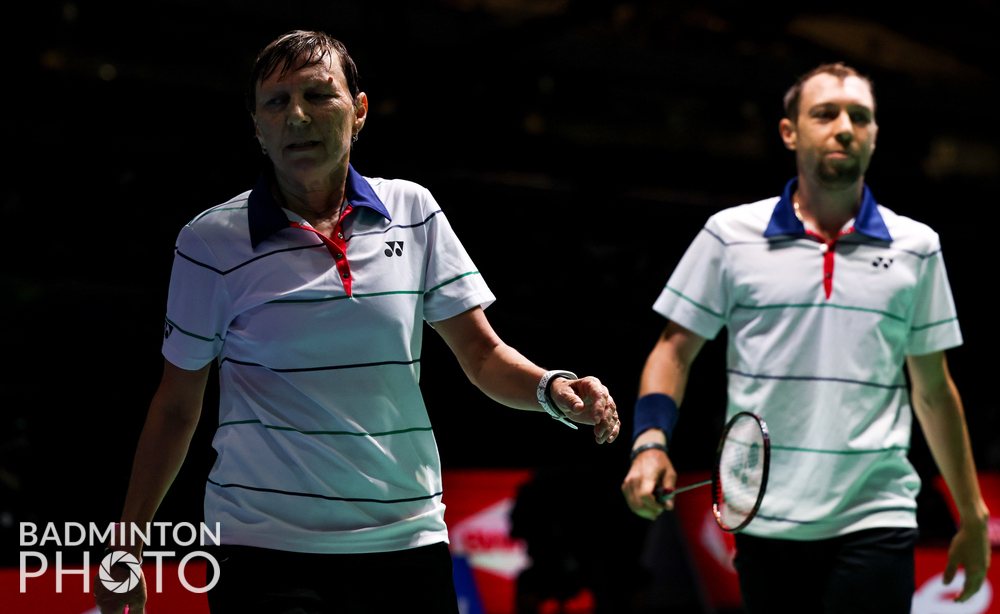 64-year-old Svetlana Zilberman (left) has become the oldest player to win a match at the BWF World Championship yesterday after defeating Egypt’s Adham Hatem Elgamal-Doha Hany in the first round. – Badmintonphoto pic, August 23, 2022