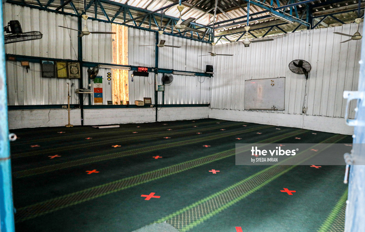 The surau at a glove factory in Port Klang that was recently inspected by the authorities. – The Vibes pic, December 26, 2020