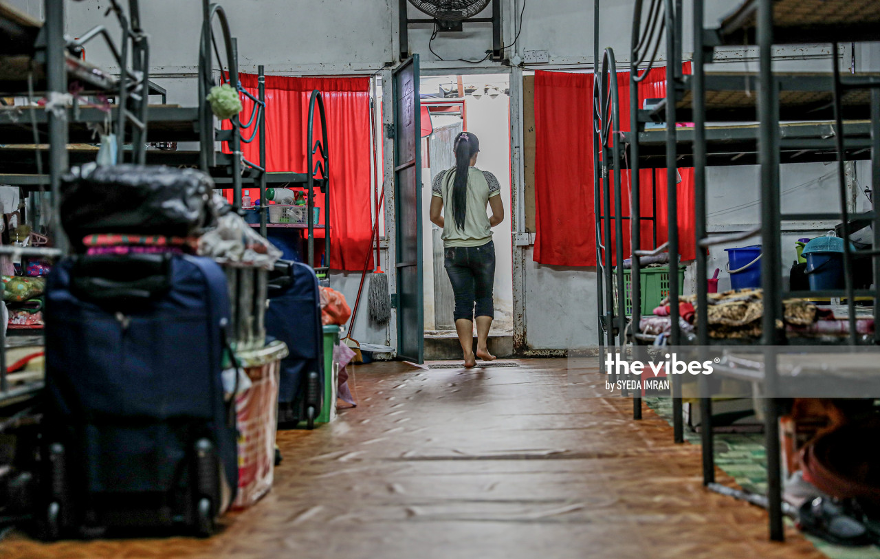 A worker seen in the female dormitory of a glove factory in Port Klang. – The Vibes pic, December 26, 2020