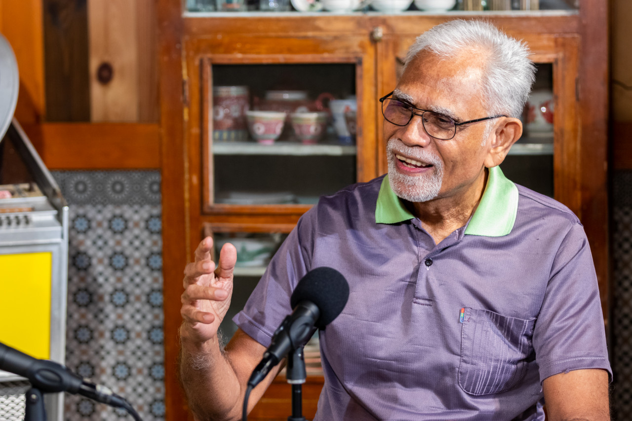 Film director and animator Hassan Muthalib recording a podcast on the topic of cosmopolitanism in Malay films. – Pic courtesy of GTLF