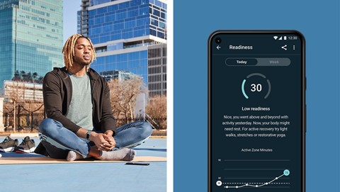 The Fitbit Premium’s Daily Readiness app experience showcases what you may see with a Low Readiness Score due to your activity, sleep or HRV, whereby you will receive guidance on how to recover on low score days