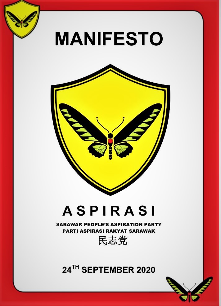 The Rajah Brooke butterfly logo encapsulated in a seal on the party manifesto. - Pic courtesy of Aspirasi