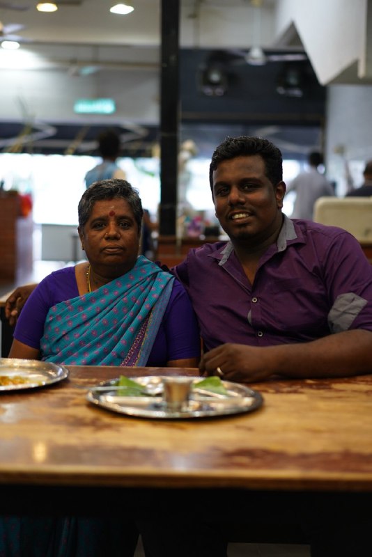 Panneerselvam and his mother at the restaurant he owns. – Pic courtesy of Trevo