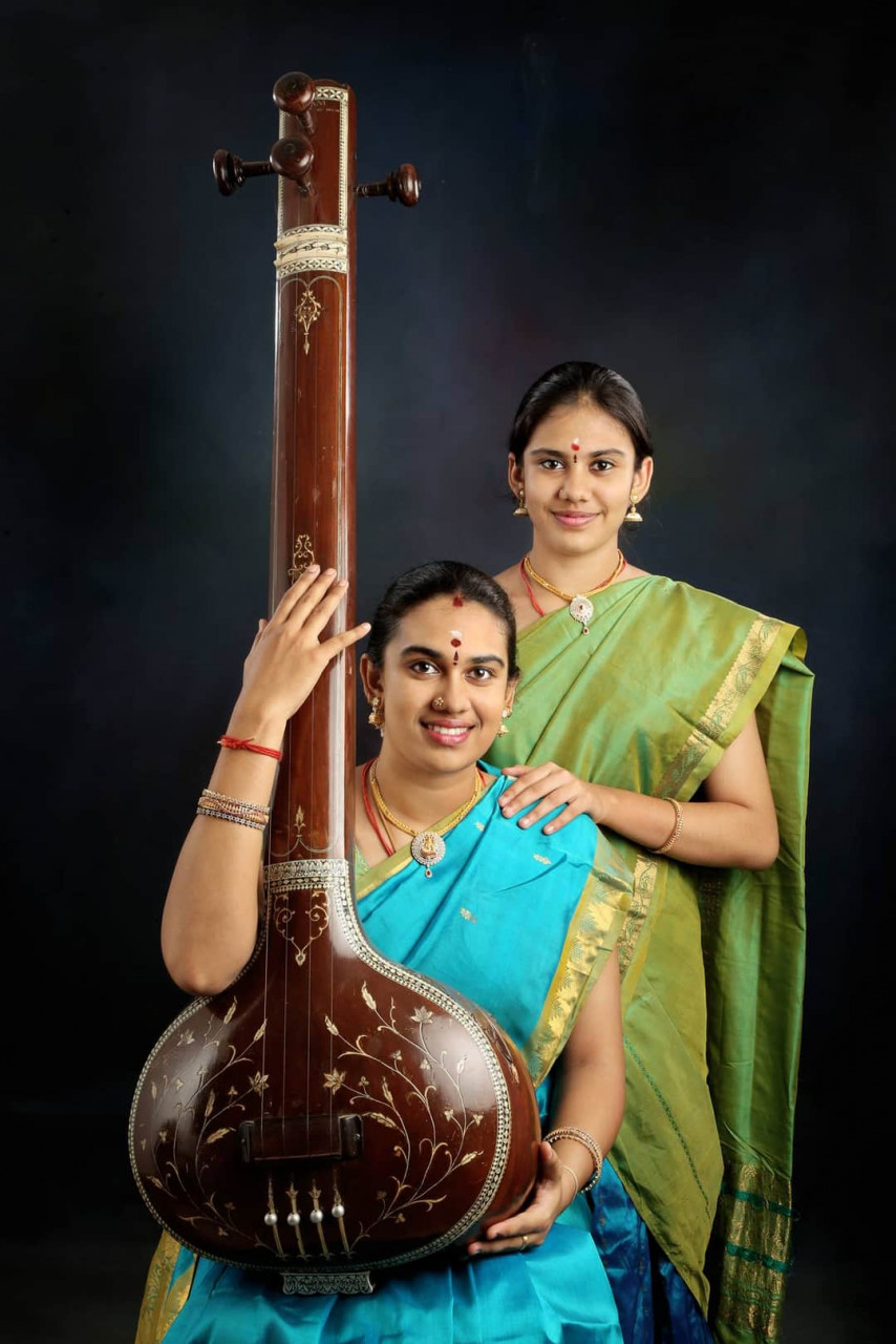 S.Aishwarya & S.Saundarya Great Grand Daughters of Bharat Ratna M.S. Subbulakshmi. – Pic courtesy of MYICMF 2020
