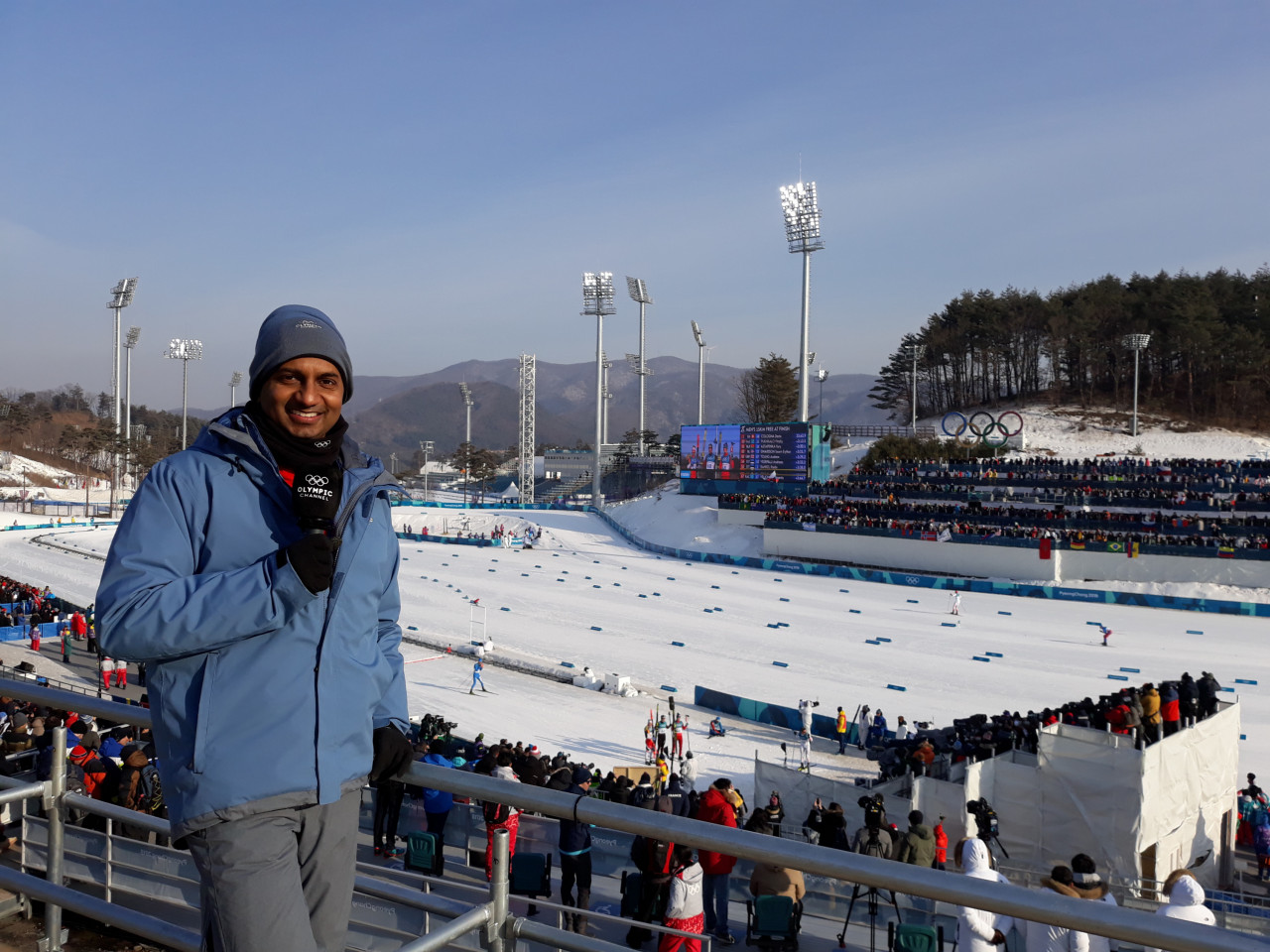Sanjeev Palar onsite at the 2018 Olympic Winter Games. - Pic courtesy of Sanjeev Palar