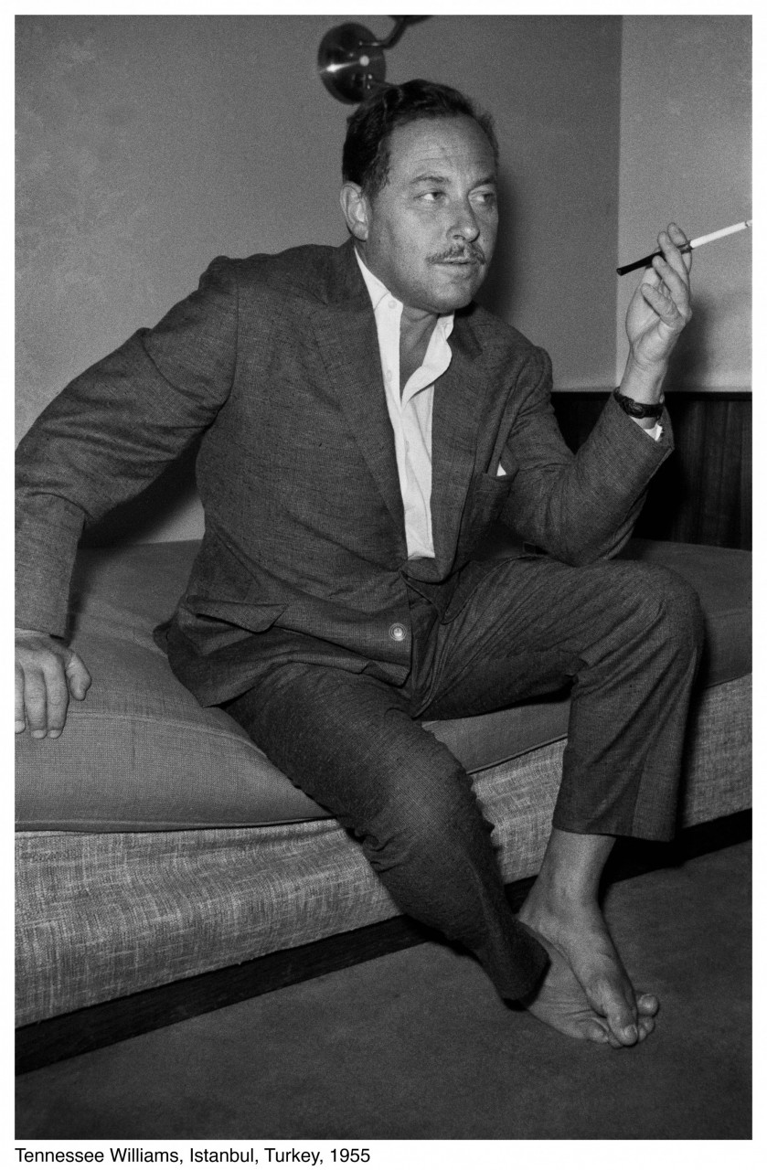 A portrait of renowned playwright Tennessee Williams, taken in 1955. – Reproduction of photographs by Ara Guler, authorised by Ara Guler