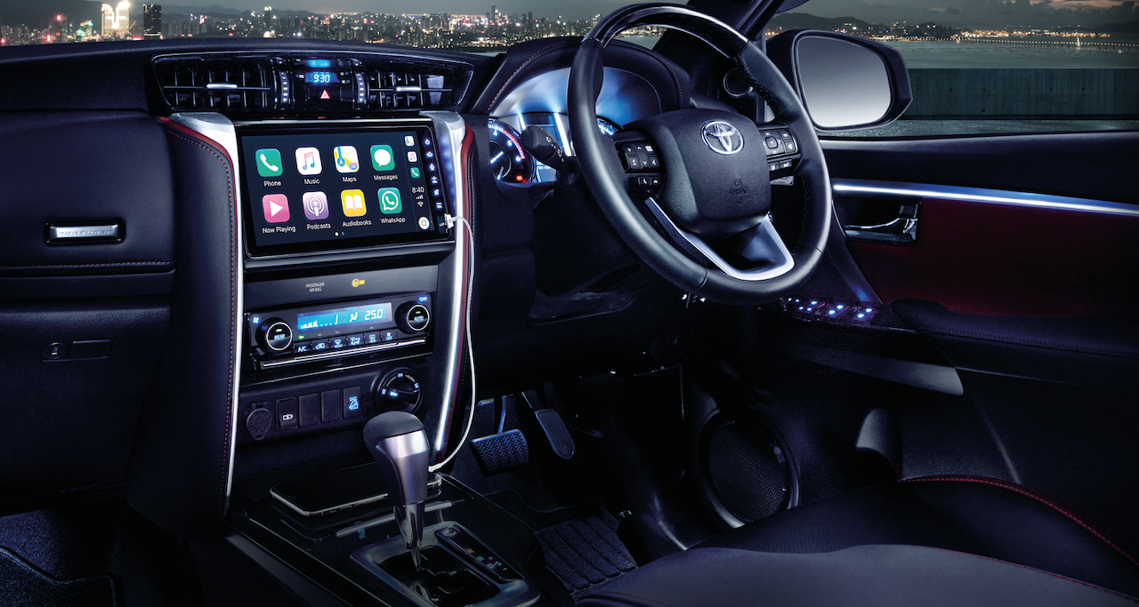 The instrument panel of the 2021 Fortuner lit up by Ambient Illumination. – Pic courtesy of UMW Toyota