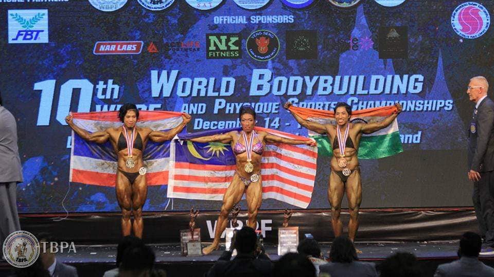 Malaysian Female Athletes in Bodybuilding Competition - Pic courtesy of MBBF Facebook 