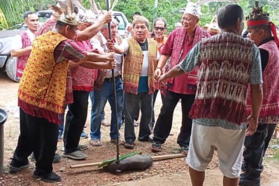 A piglet being spiked by a 'sangkuh' (spear) during the ritual. – Pic courtesy of Joseph Masilamany via WhatsApp