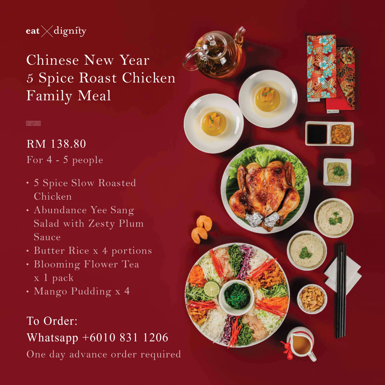 Dignity’s Five-spice roast chicken family meal saves you the trouble of sweating it out in the kitchen. – Dignity for Children Foundation pic