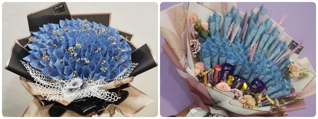Some of the money bouquets Fadhilah had made. – Facebook pic  