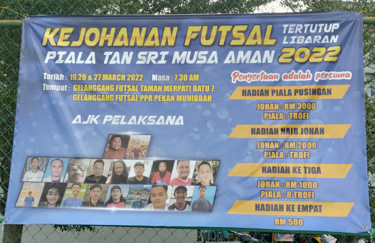 Former Sabah chief minister Tan Sri Musa Aman is supposed to attend a futsal match at Taman Muhibbah People’s Housing Project at Mile 12 today but had failed to show up. – REBECCA CHONG/The Vibes pic, March 27, 2022
