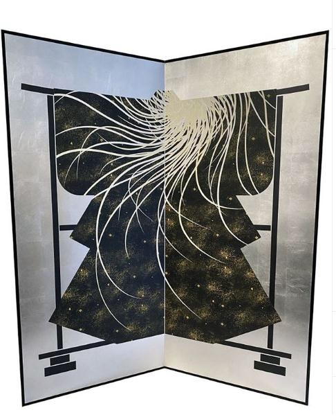 Kenzo Takada's Resolute Shogun Screen displayed at the Saint-Germain showroom. – Pic taken from Kenzo Takada's official Instagram
