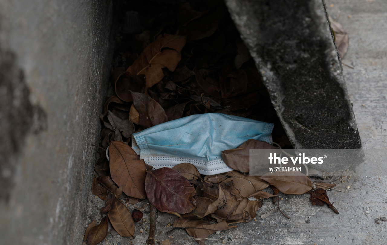 Mask being carelessly thrown during pandemic in Malaysia
